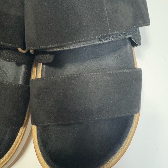 Cole Haan Black Suede Double-Strap Platform Sandals. Velcro Straps for Comfort. - Picture 10 of 13